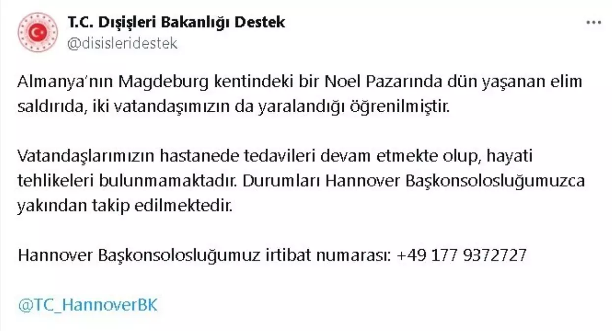 Almanya\'daki Noel Pazarı Saldırısında 2 Türk Vatandaşı Yaralandı