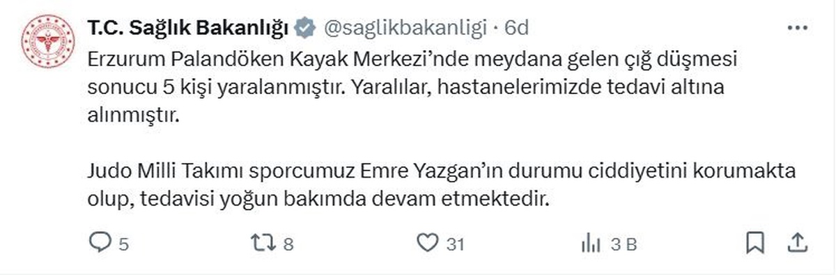 Sağlık Bakanlığı: Emre Yazgan\'ın Durumu Ciddi