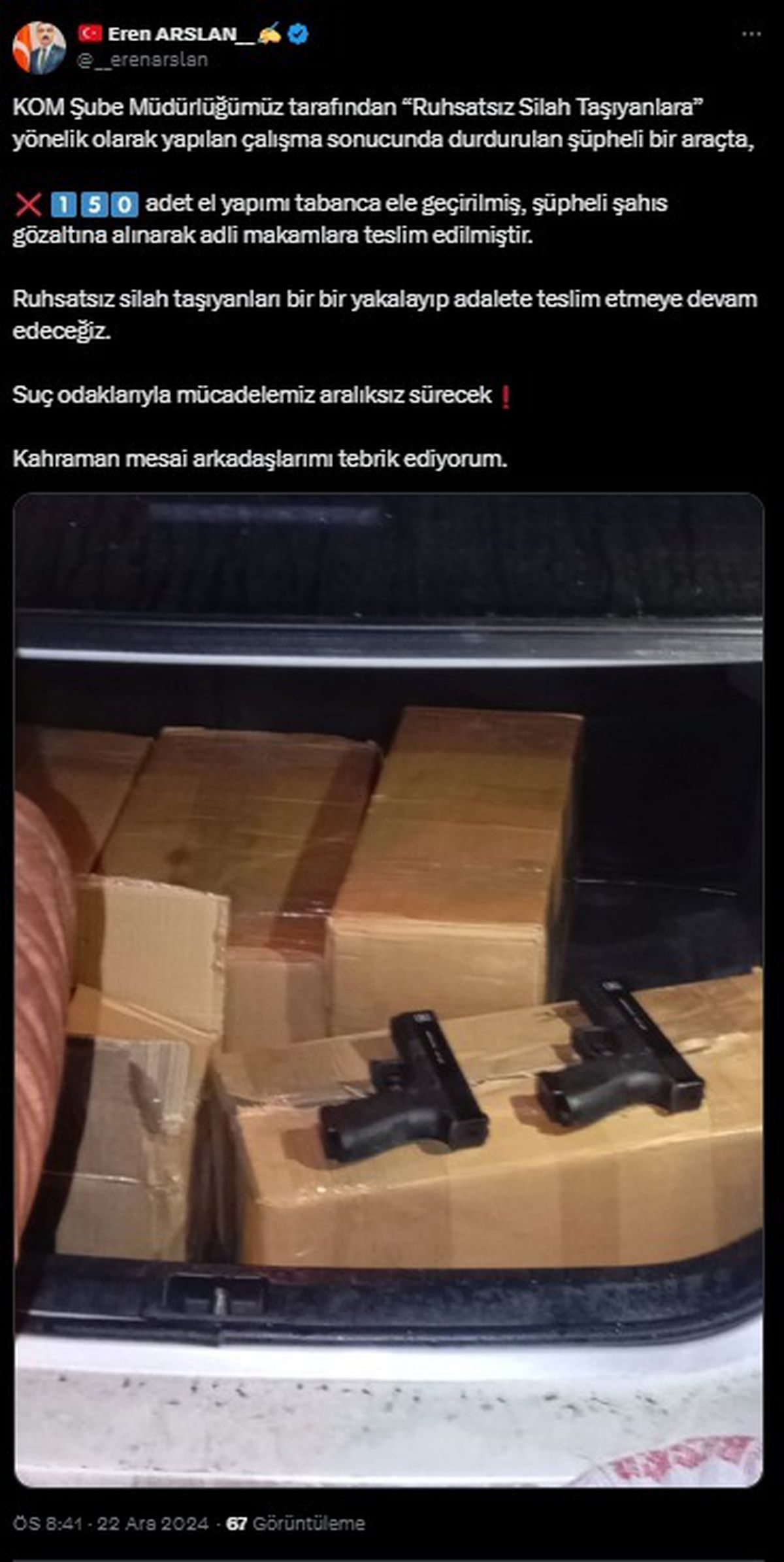İnegöl\'de 150 Ruhsatsız Tabanca Ele Geçirildi
