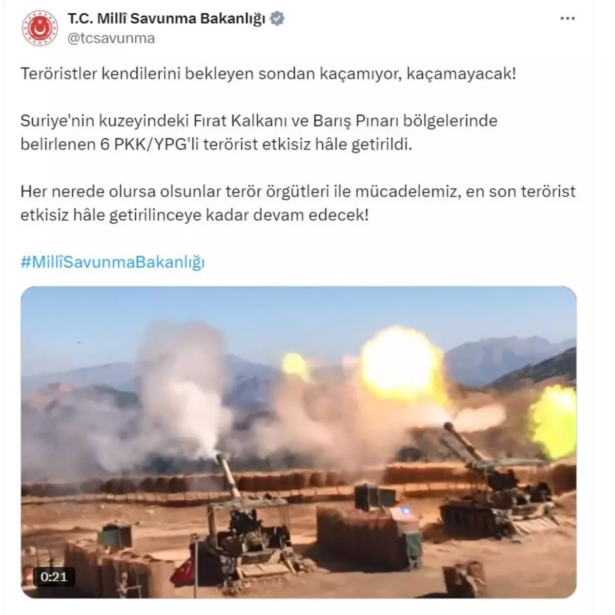 Suriye\'nin Kuzeyinde 6 PKK/YPG\'li Terörist Etkisiz Hale Getirildi