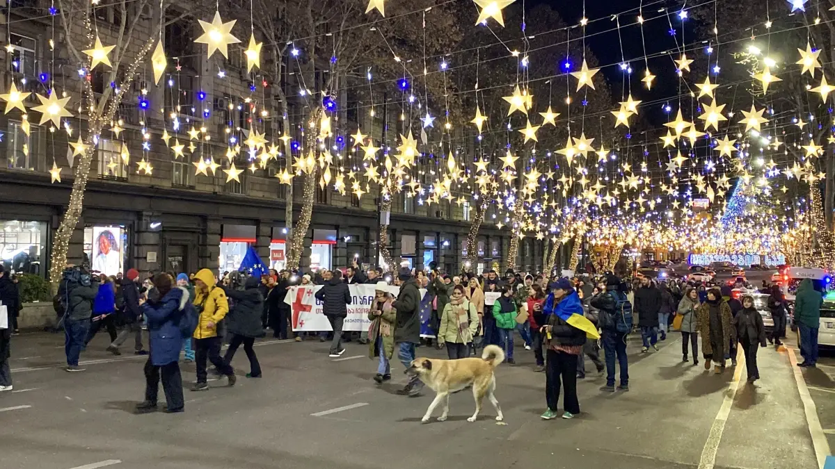 Gürcistan\'da AB Müzakerelerinin Askıya Alınması Protesto Ediliyor