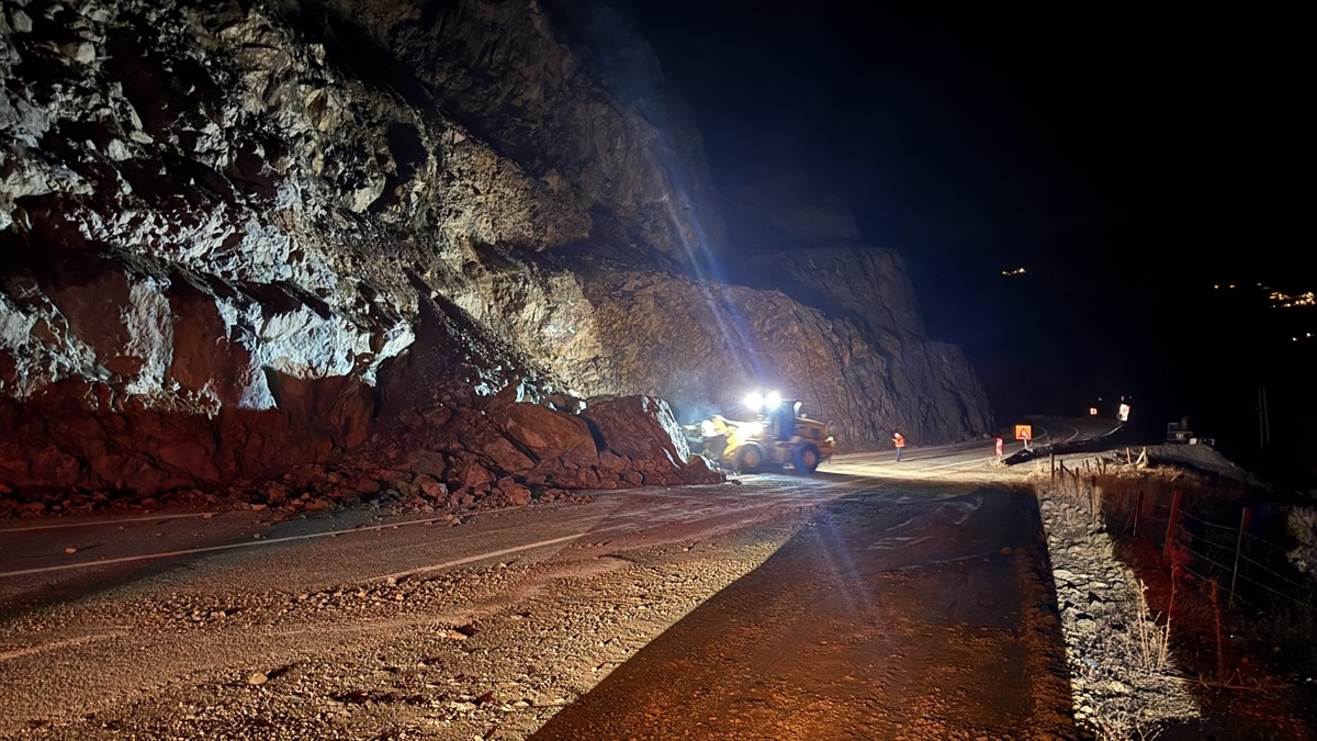 Artvin-Ardahan Yolunda Heyelan