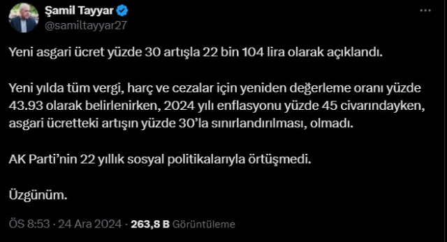 Asgari ücret zammına AK Partili isimden tepki: 22 yıllık politikalarla örtüşmedi