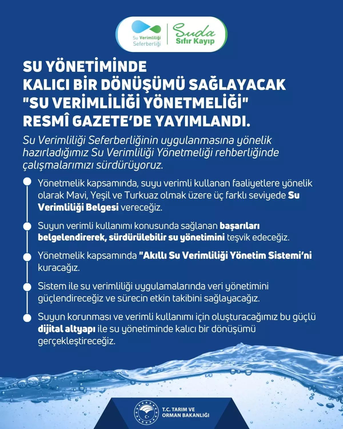 Su Verimliliği Yönetmeliği Resmi Gazete\'de Yayımlandı