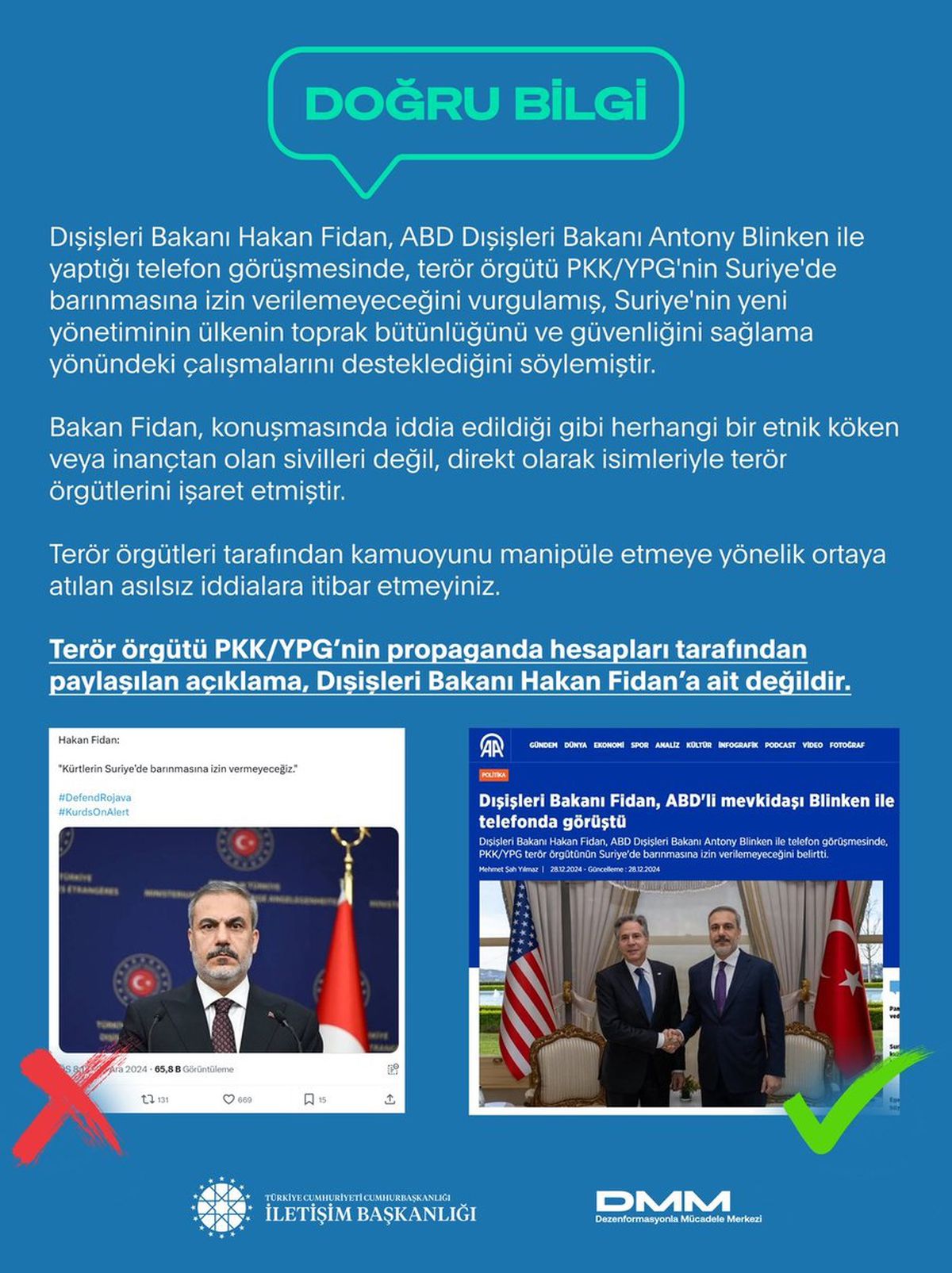 Dışişleri Bakanı Fidan\'dan PKK/YPG İle İlgili Açıklama