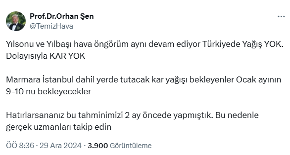 Meteoroloji uzmanı İstanbul'da lapa lapa kar yağışı için tarih verdi