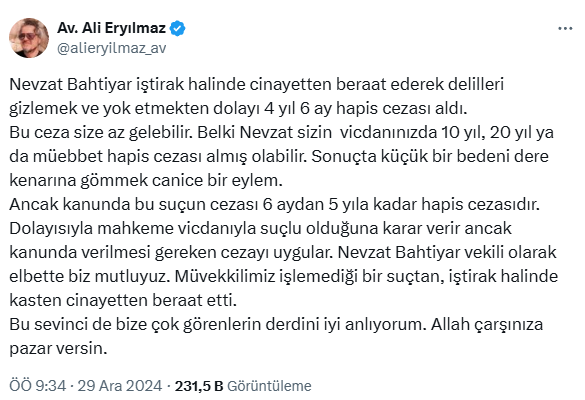 Nevzat Bahtiyar'ın avukatından merak uyandıran paylaşım