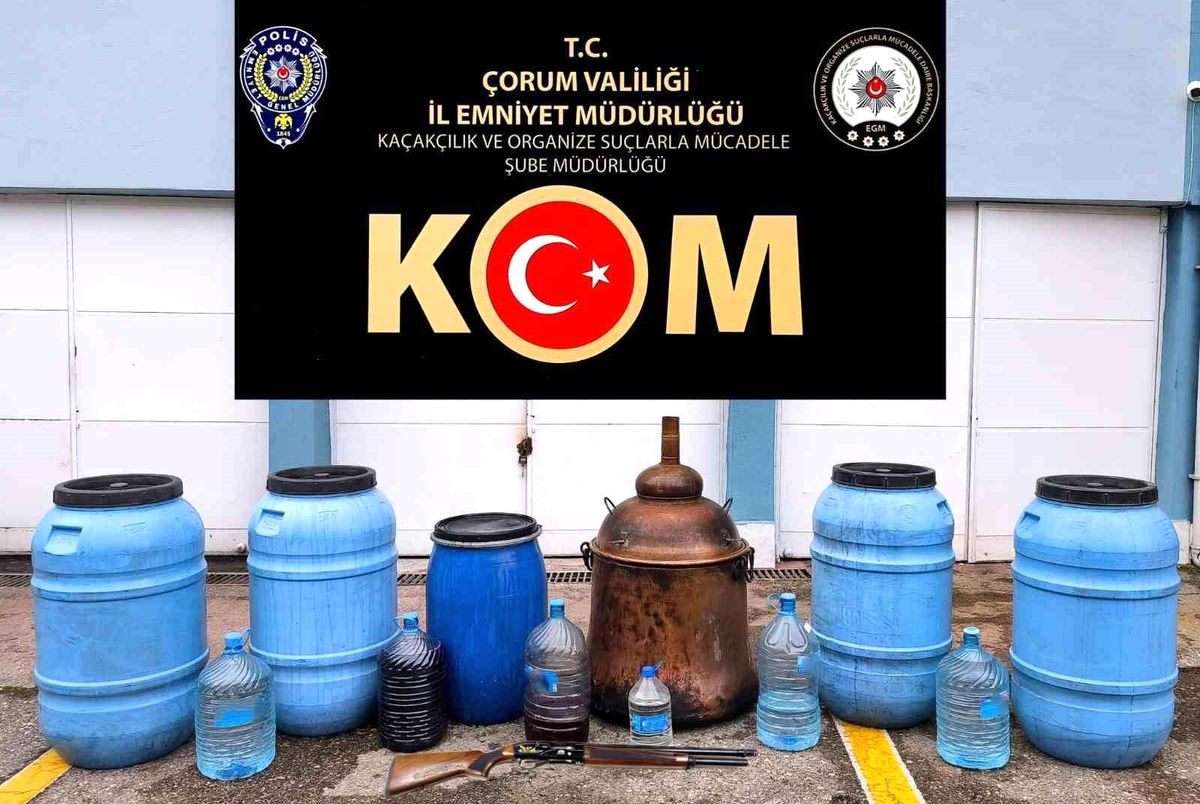 Çorum\'da 920 Litre Kaçak Alkol Ele Geçirildi
