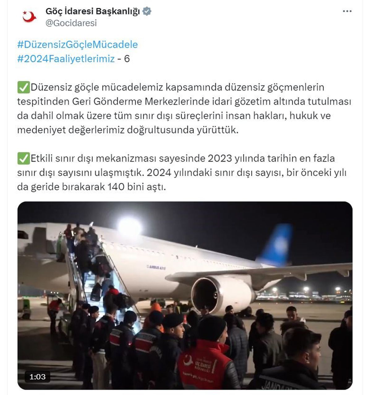 Düzensiz Göçle Mücadelede 2024\'te 140 Bin Sınır Dışı