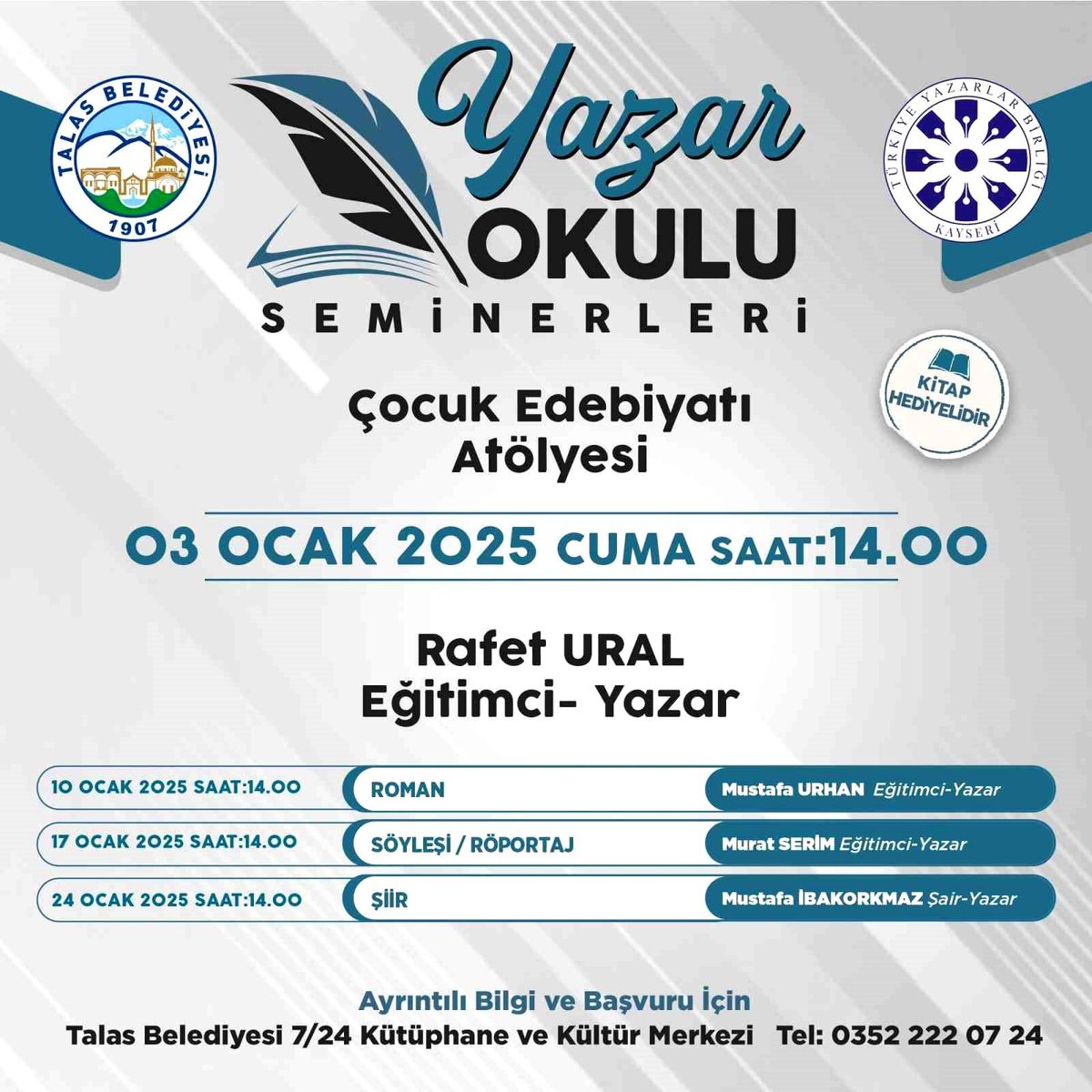 Talas\'ta Yazar Okulu Seminerleri Devam Ediyor
