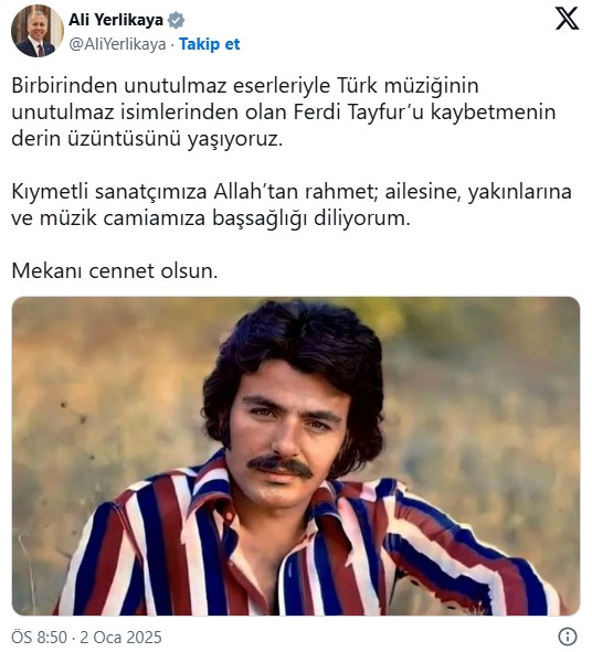 Siyasilerden Ferdi Tayfur için ardı ardına taziye mesajları