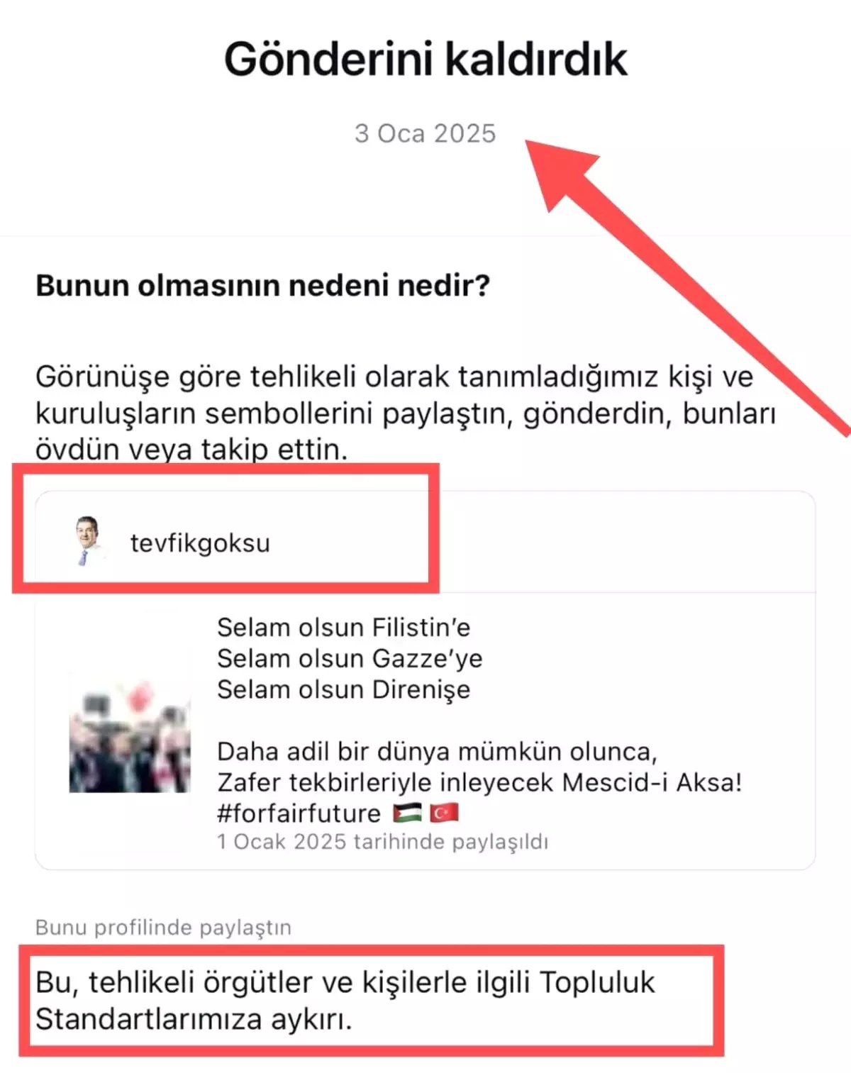 Başkan Göksu\'nun Filistin Destek Paylaşımı Instagram\'dan Silindi