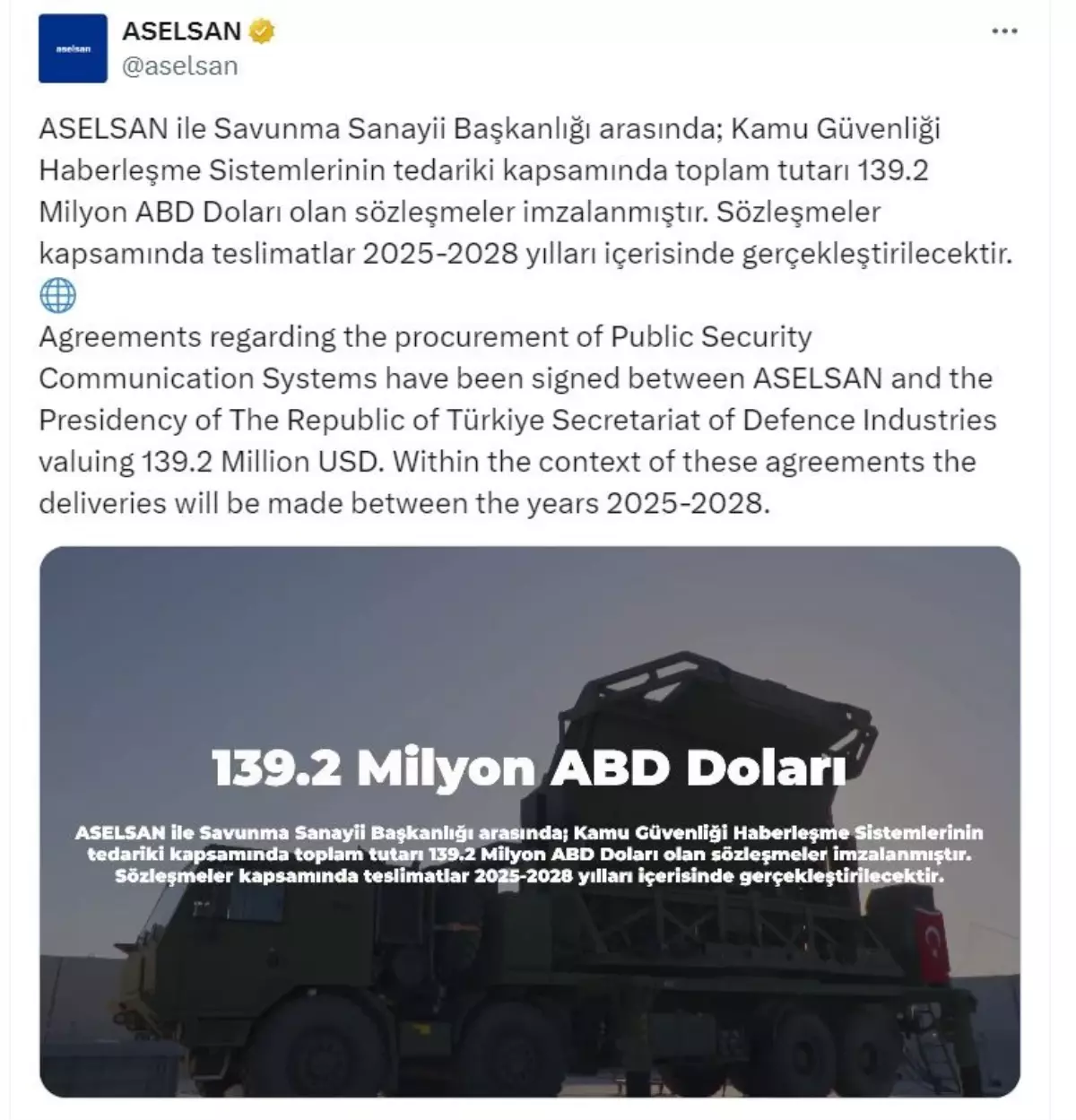 ASELSAN ve SSB Arasında 139,2 Milyon Dolar Değerinde Sözleşme İmzalandı