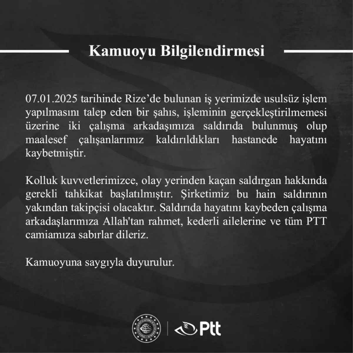 Rize\'de PTT Çalışanlarına Saldırı: İki Kişi Hayatını Kaybetti