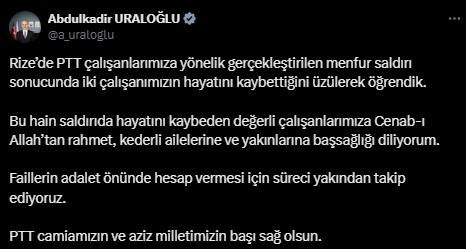 Rize'de PTT Başmüdürlüğüne silahlı saldırı: 2 kişi hayatını kaybetti