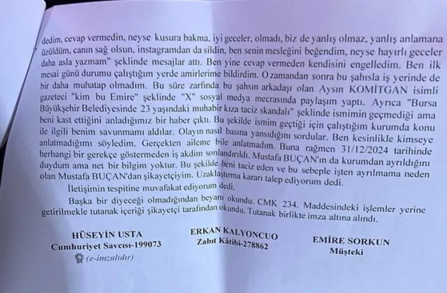 Bursa Büyükşehir Belediyesi'nde taciz skandalı! 23 yaşındaki genç kız mesajları yayınladı