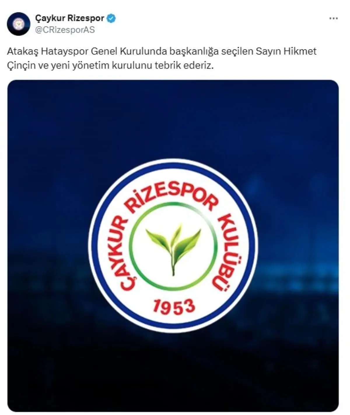 Çaykur Rizespor\'dan Hatayspor Başkanı\'na Tebrik