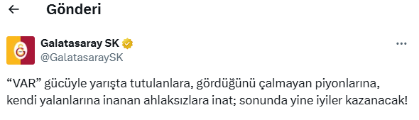 Galatasaray'dan Fenerbahçe maçı sonrası ortalığı karıştıracak paylaşım