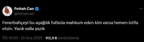 Ünlü sanatçı Fettah Can, Jose Mourinho'yu küfürlü paylaşımıyla istifaya çağırdı