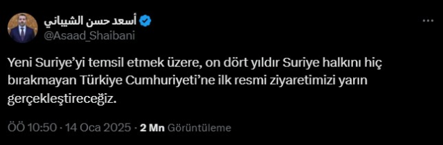 Yeni Suriye yönetiminden Türkiye'ye üst düzey ziyaret