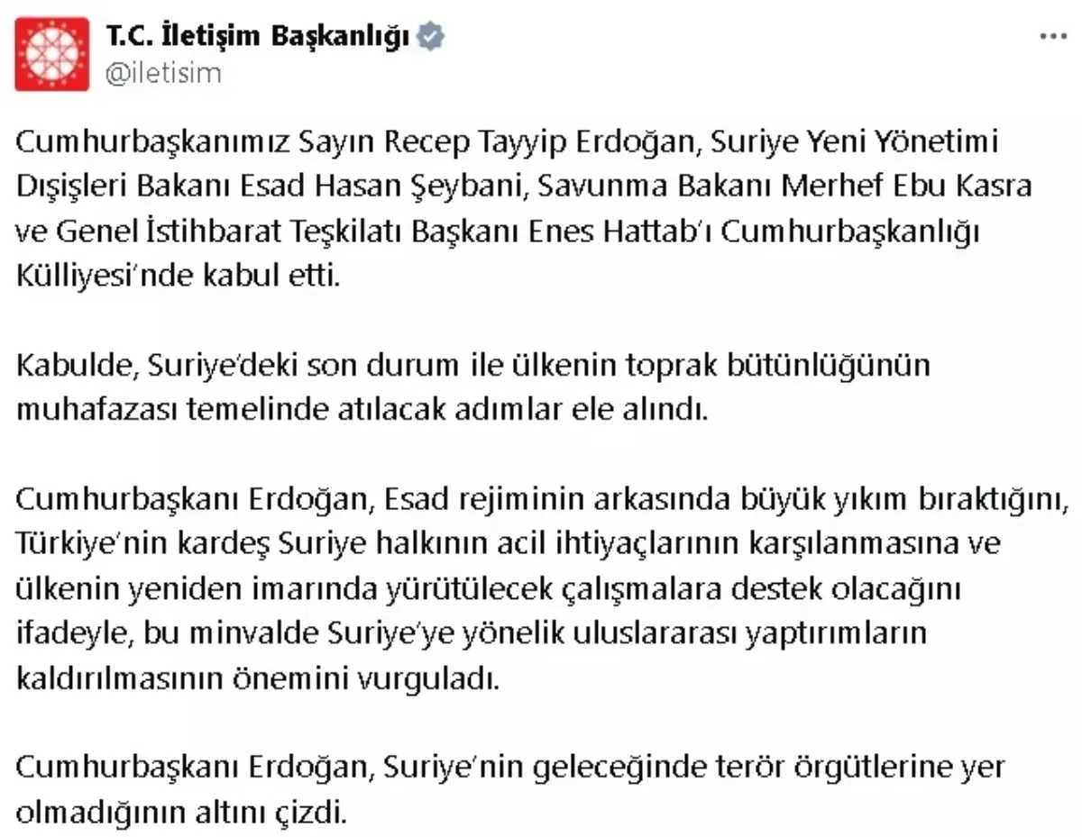 Cumhurbaşkanı Erdoğan, Suriye Dışişleri Bakanı Şeybani\'yi kabul etti (2)