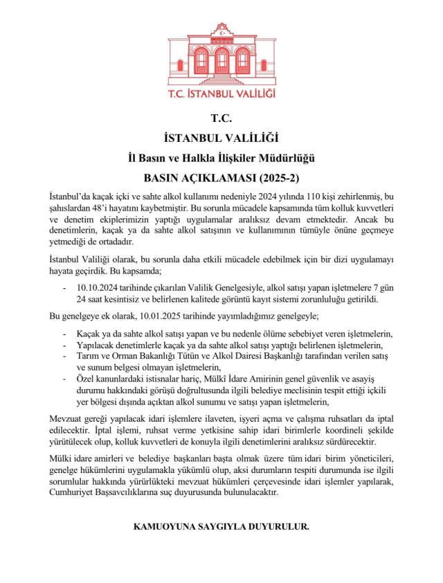 Sahte içki ölümleri sonrası İstanbul'da 63 işletme kapatıldı