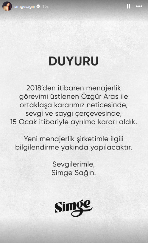 7 yıldır birliktelerdi! Simge Sağın ayrılığı sosyal medyadan duyurdu