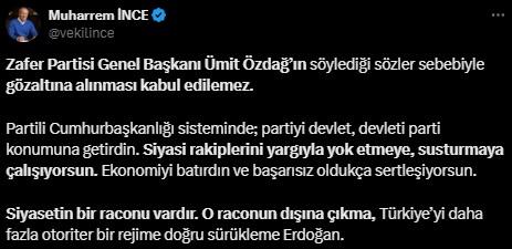 Ümit Özdağ'ın gözaltına alınmasına ardı ardına tepkiler