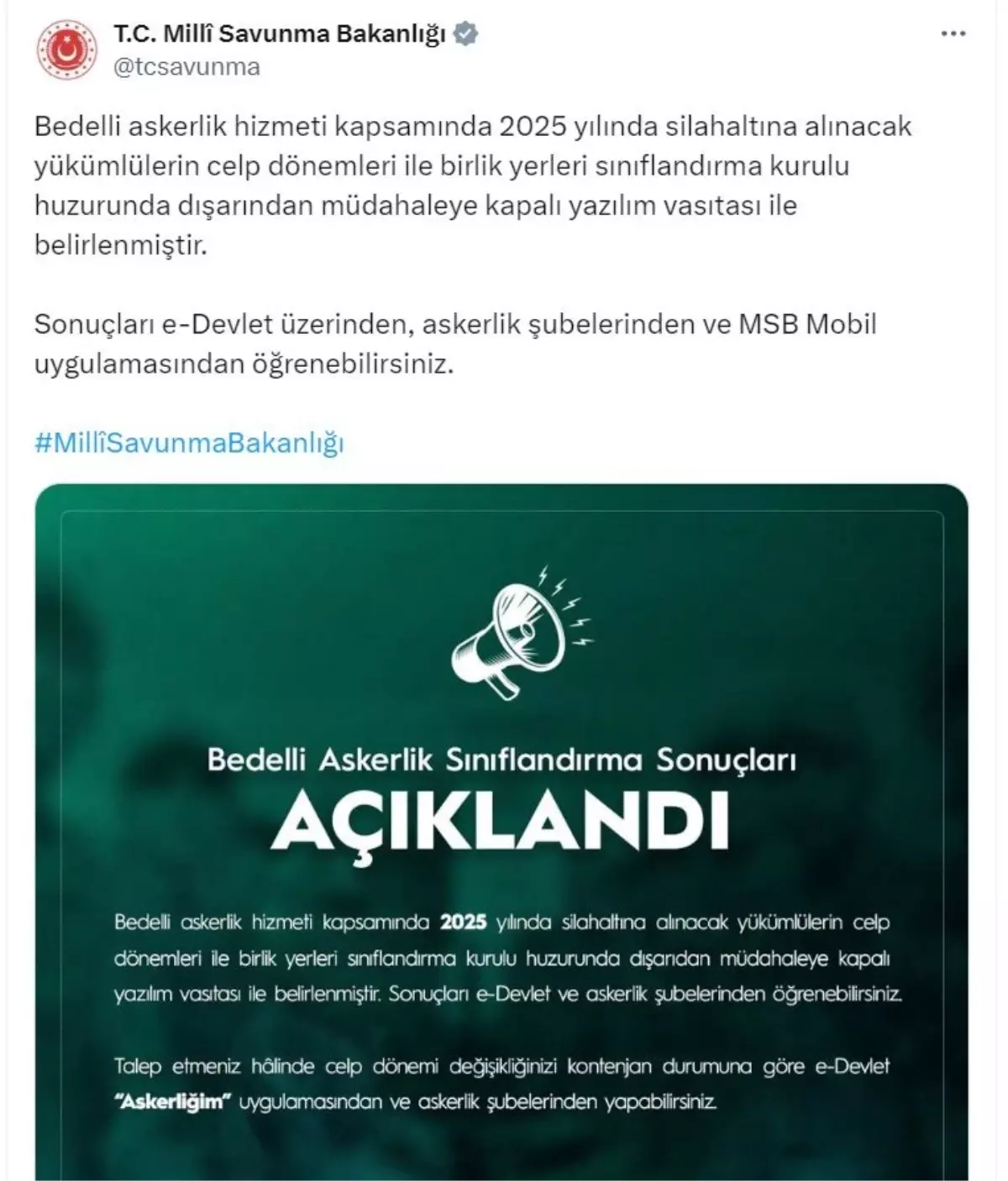 2025 Yılında Askerlik Yükümlüleri İçin Celp Dönemleri ve Birlik Yerleri Belirlendi