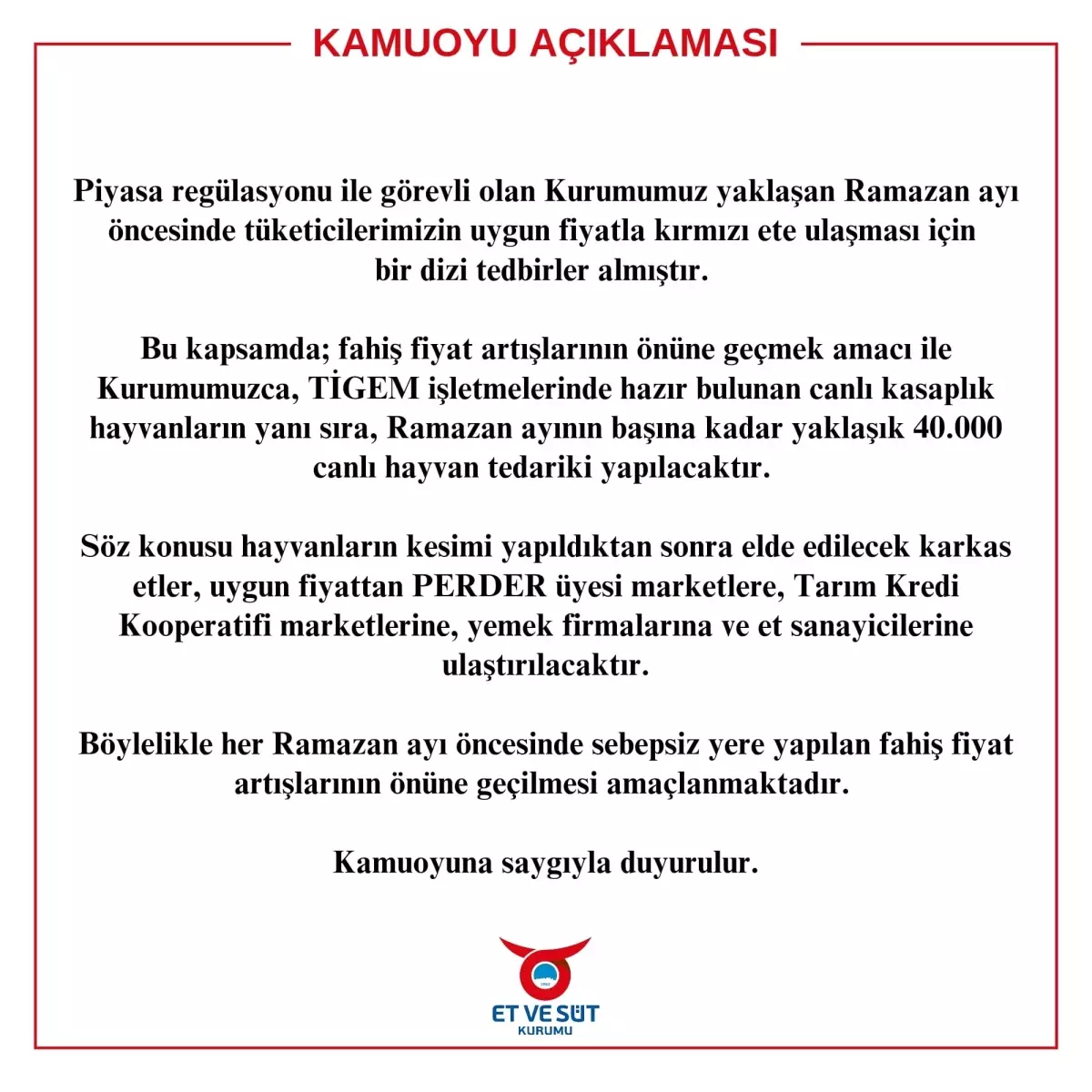 Ramazan Öncesi Kırmızı Et Fiyatları İçin Önlemler Alındı