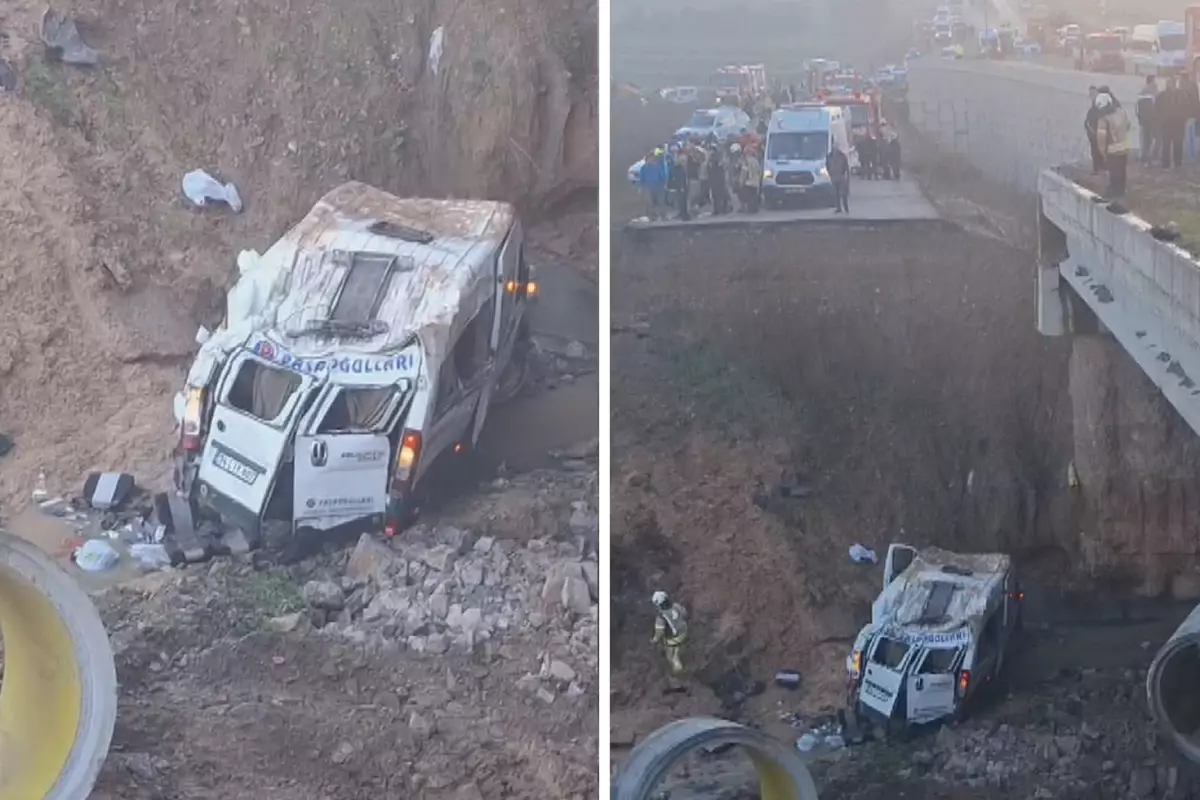 Tuzla\'da servis minibüsü dere yatağına düştü: 1 ölü, 15 yaralı