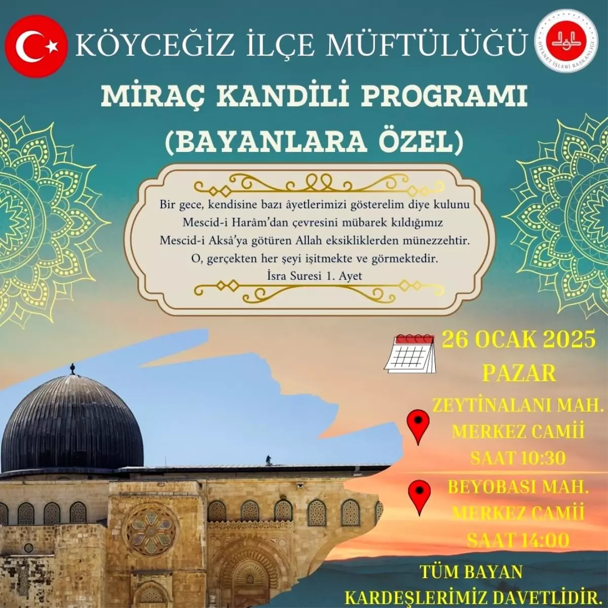 Köyceğiz\'de Miraç Kandili Programı