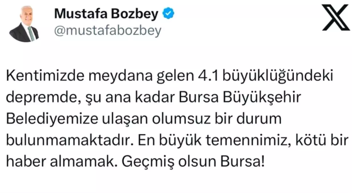 Bursa\'da 4.0 Büyüklüğünde Deprem: Başkan Bozbey Açıklama Yaptı