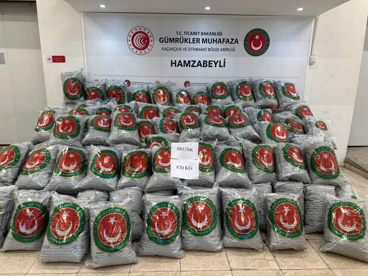 Hamzabeyli Sınır Kapısı\'nda 870 kg Skunk Ele Geçirildi