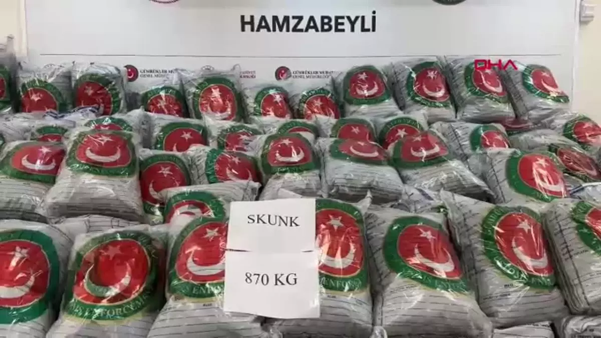 Hamzabeyli Sınır Kapısı\'ndan 870 Kilogram Skunk Ele Geçirildi