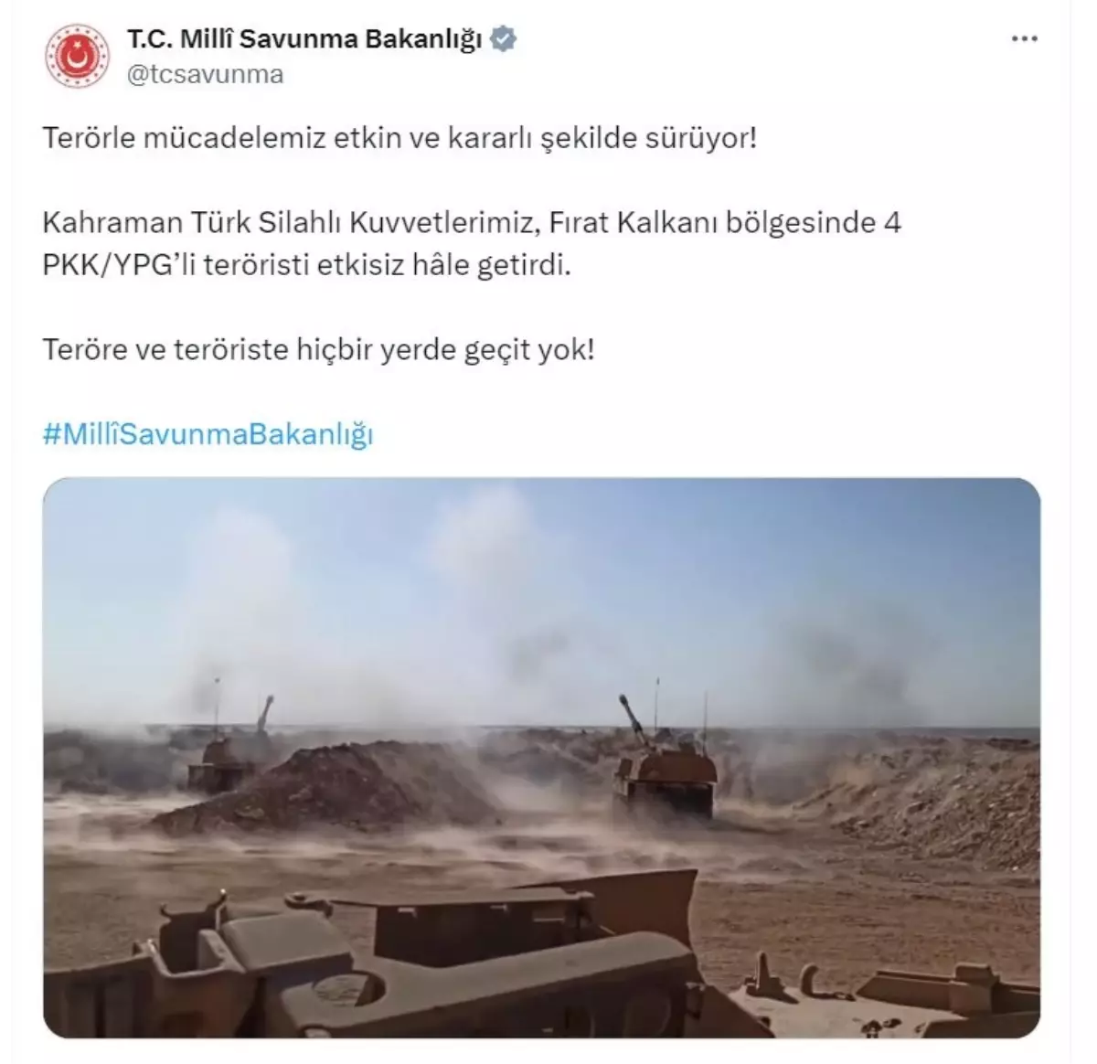 Fırat Kalkanı Bölgesinde 4 PKK/YPG\'li Terörist Etkisiz Hale Getirildi