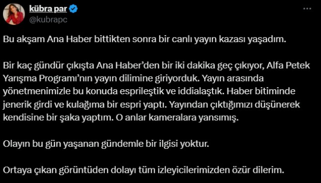 Kübra Par'ın el hareketi canlı yayına damga vurdu