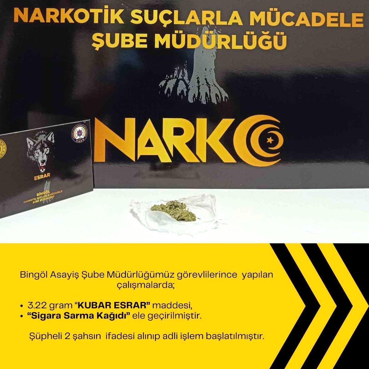 Bingöl\'de Esrar Operasyonu: 2 Gözaltı
