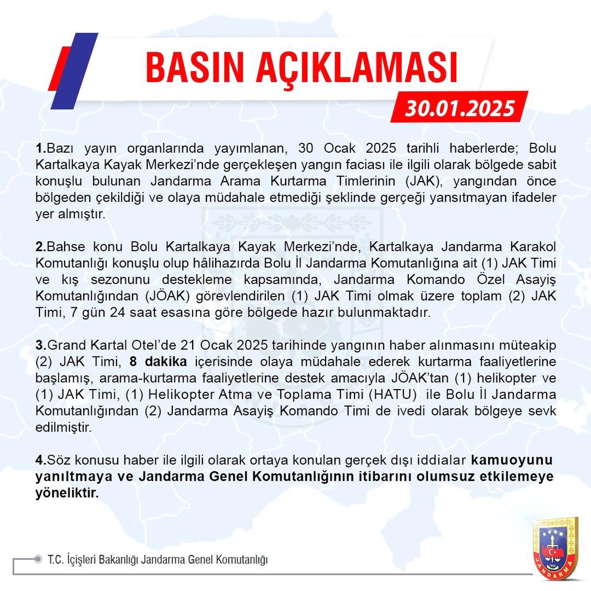 Jandarma\'dan Yangın İddialarına Yanıt