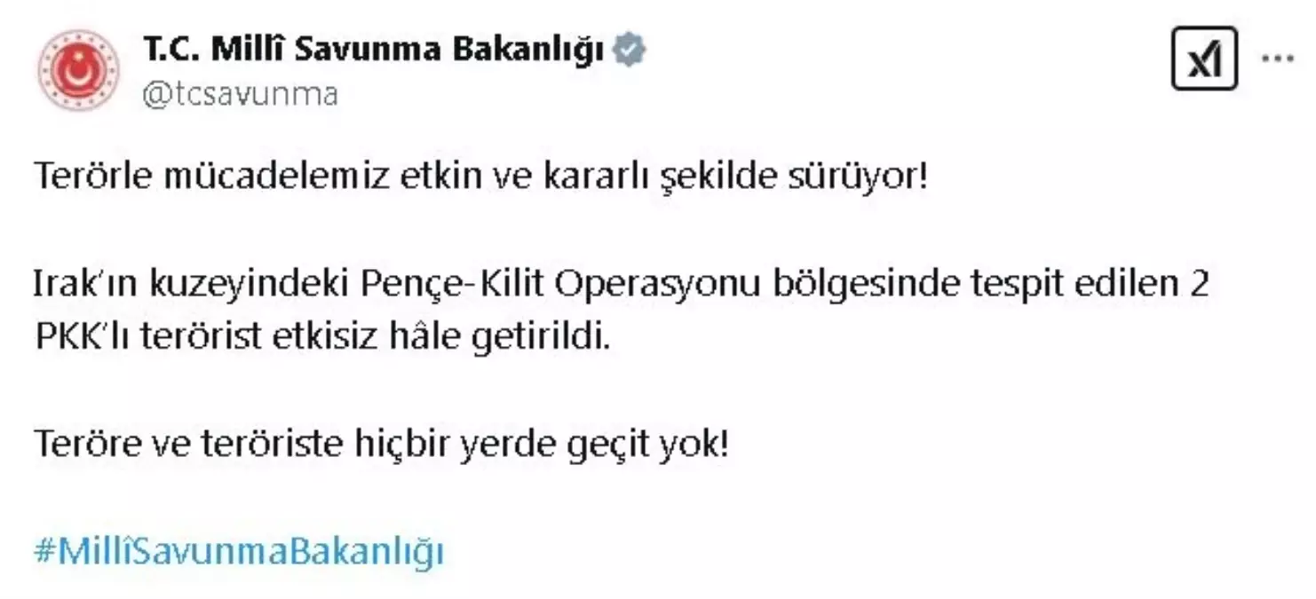 Irak\'ın Kuzeyinde 2 PKK\'lı Terörist Etkisiz Hale Getirildi