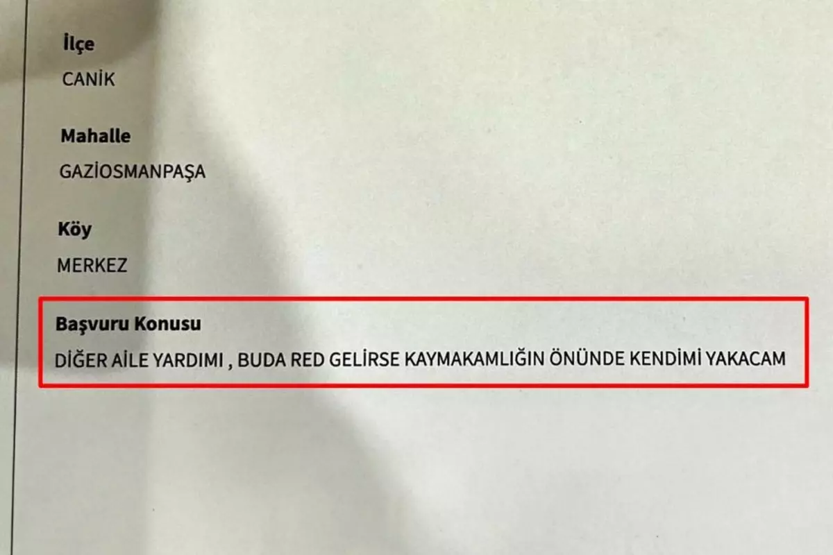 Verdiği dilekçeye açık açık yazdı: Kaymakamlık önünde kendimi yakacağım