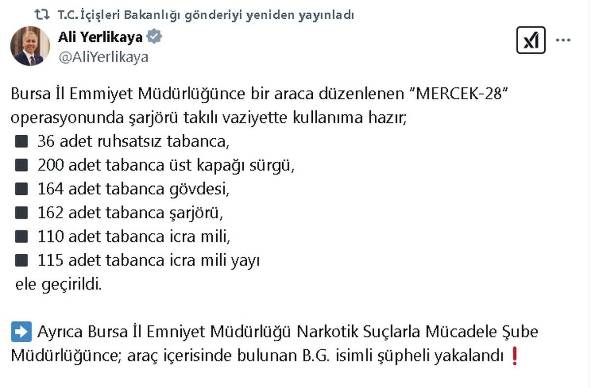 Bursa\'da RUHSATSIZ TABANCA Operasyonu: 36 Tabanca Ele Geçirildi
