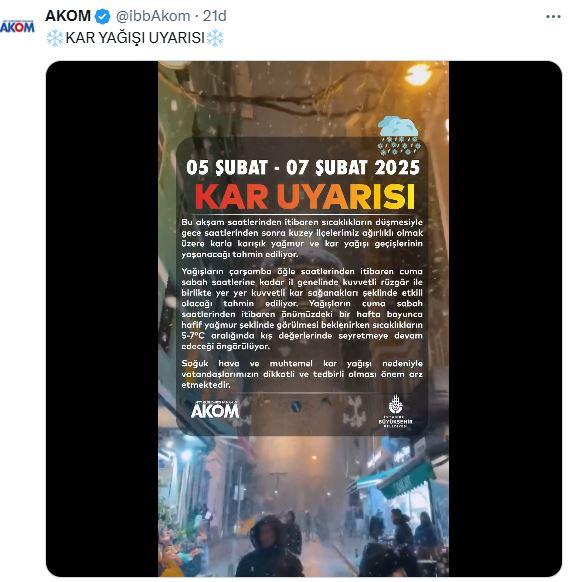 İstanbul'da kar yağışı ne zaman başlayacak, ne kadar sürecek? AKOM'dan son dakika uyarısı