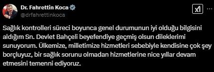 MHP Genel Başkanı Devlet Bahçeli'nin Başarılı Kalp Operasyonu Sonrası Geçmiş Olsun Mesajları Yağdı