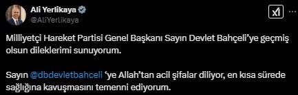 MHP Genel Başkanı Devlet Bahçeli'nin Başarılı Kalp Operasyonu Sonrası Geçmiş Olsun Mesajları Yağdı