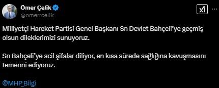 MHP Genel Başkanı Devlet Bahçeli'nin Başarılı Kalp Operasyonu Sonrası Geçmiş Olsun Mesajları Yağdı