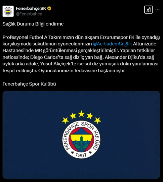 Yeni transferden kötü haber! Fenerbahçe'de sakatların durumu belli oldu