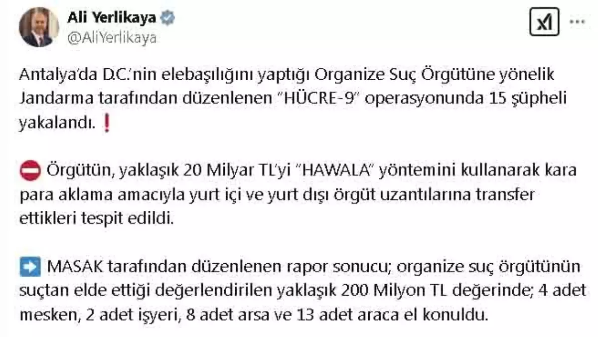 Antalya\'da Organize Suç Örgütüne Yönelik Operasyon: 15 Şüpheli Yakalandı