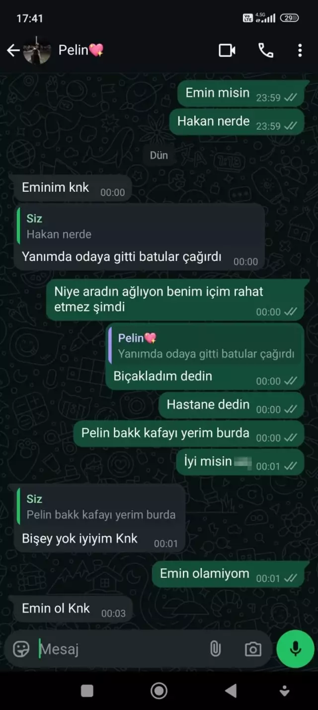 Genç kız sevgilisini kalbinden bıçakladıktan sonra arkadaşıyla mesajlaşmış