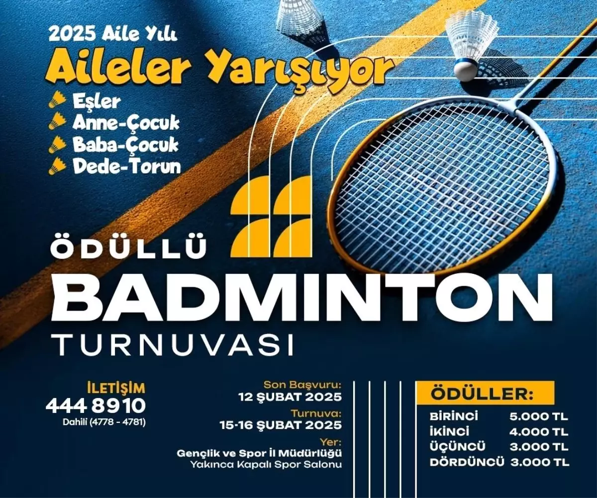 Yeşilyurt Belediyesi\'nden ödüllü badminton turnuvası